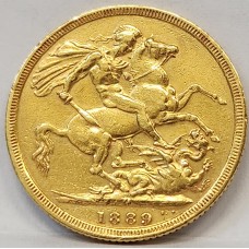 AUSTRALIA 1889 . ONE 1 SOVEREIGN . MELBOURNE . GOLD
